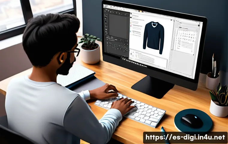 디지털 일러스트 프로세스 자동화 팁 - A detailed digital artist's workspace showcasing a computer screen filled with a complex illustratio...