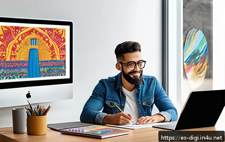 디지털 일러스트 자격증 종류와 취득 방법 - A professional digital illustrator workspace showcasing a Spanish-speaking creative artist seated at...